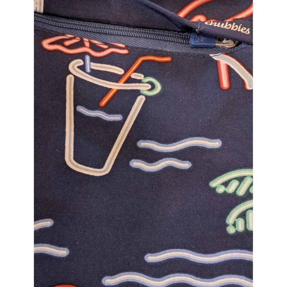 Chubbies Swim Trunks Mens M Navy‎ Neon Flamingo Palm Tree Cocktail Board Shorts